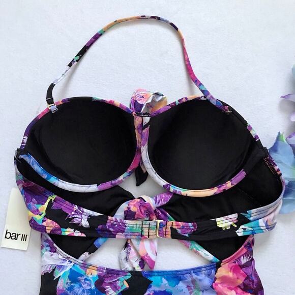 Bar III NWT Cut Out Floral Swimwear Women L - Picture 6 of 11